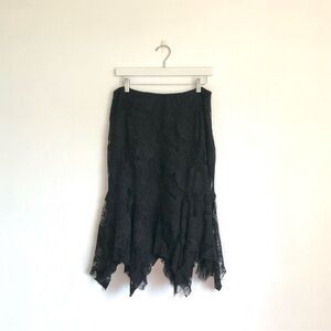 Ralph Lauren Black Label Floral Lace Handkerchief Hem Skirt Size 10
